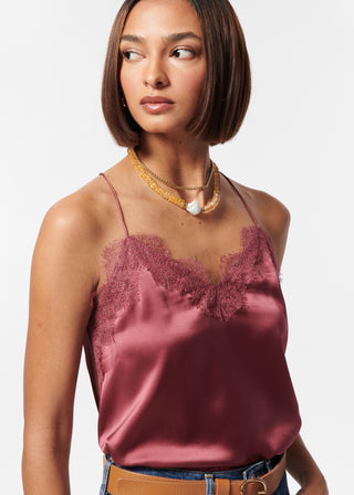 Racer Charmeuse Camisole Rosewood