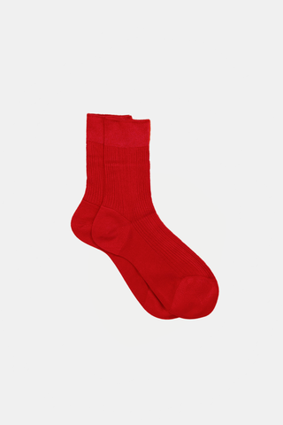 One Ribbed Socks Red