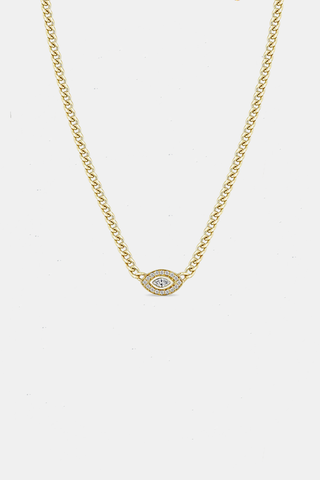 Small Curb Chain Marquise Diamond Necklace
