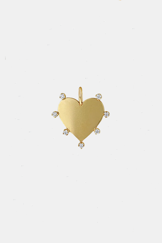 Single 7prongs Diamond Heart Charm Pendant