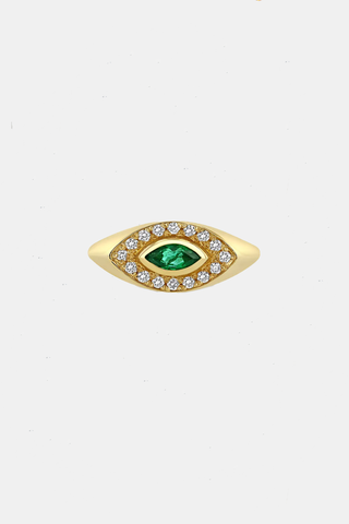 Marquise Signet Ring Emerald