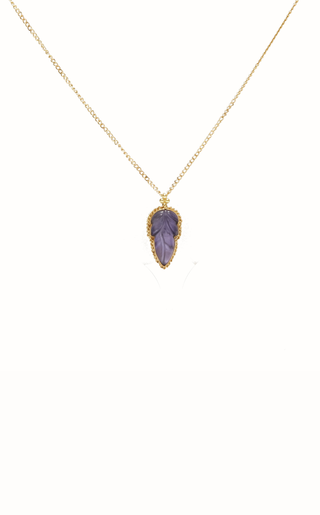 18k gold One Of a Kind of Necklace 2.84ct Carved Tazanite amali tanzanite leaf necklace