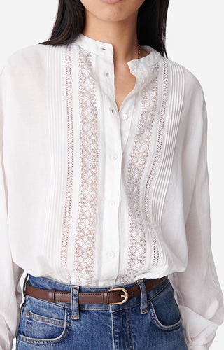 Coco Lace Trim Shirt Blanc