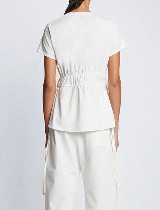 Ruched Side Tie T-Shirt Off White