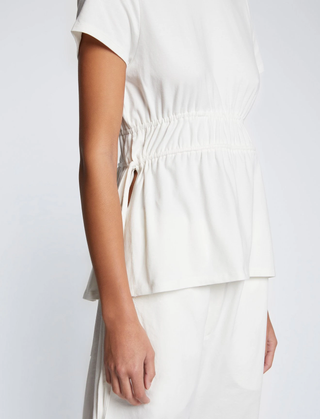 Ruched Side Tie T-Shirt Off White