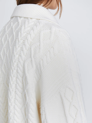 Chunky Cable Zip Sweater Off White