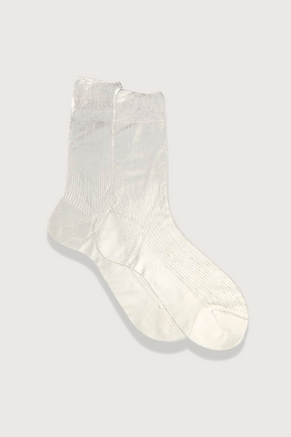 One Ribbed Laminated Socks Silver