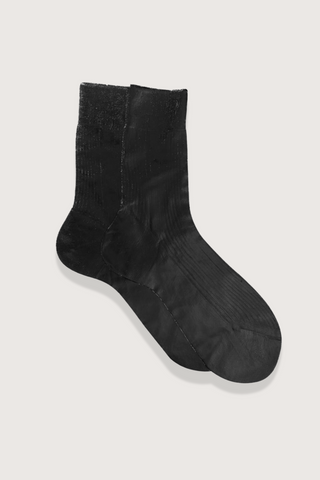 One Ribbed Laminated Socks Black