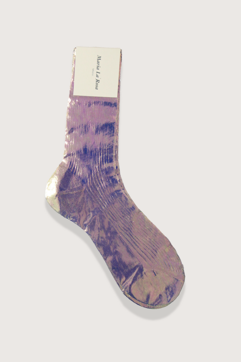 One Ribbed Laminated Socks Bluette