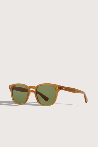 angled profile Ace II Sunglasses yellow frame green lens square shape