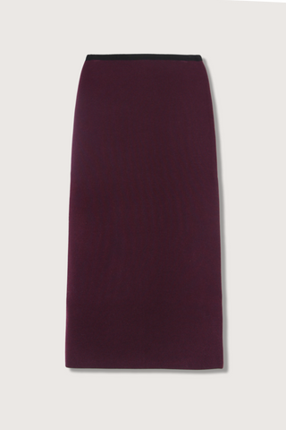 flat lay Alina Compact Merino Wool Pencil Skirt burgundy