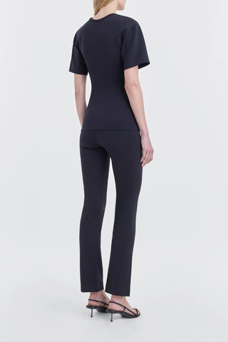 back profile model wearing Aline Scuba Straight Leg Trousers black Slim fit pant
Stretch scuba jersey
Minimal tubular waistband construction