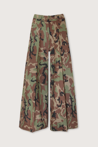 flat lay Alma Cotton Camo Pant wide leg with pockets