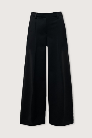 flat lay Alma Pant Black wide leg with pockets