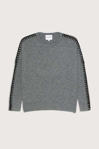 flat lay Amea Sweater Flannel gray Round neck sweater
Oversized cut
Composition: 100% cashmere
2-threads jersey knitting