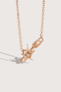 flat lay Arrow So True Necklace 14k gold with diamond