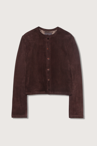 flat lay Astrid Suede Button Down Cardigan Jacket 6 Button up closure
Crewneck Classic fit