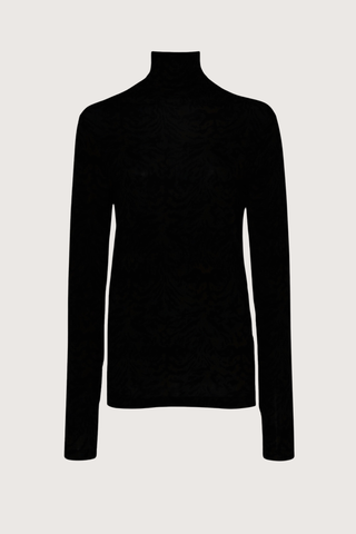 flat lay Aurelia Long Sleeve Turtle Neck Black