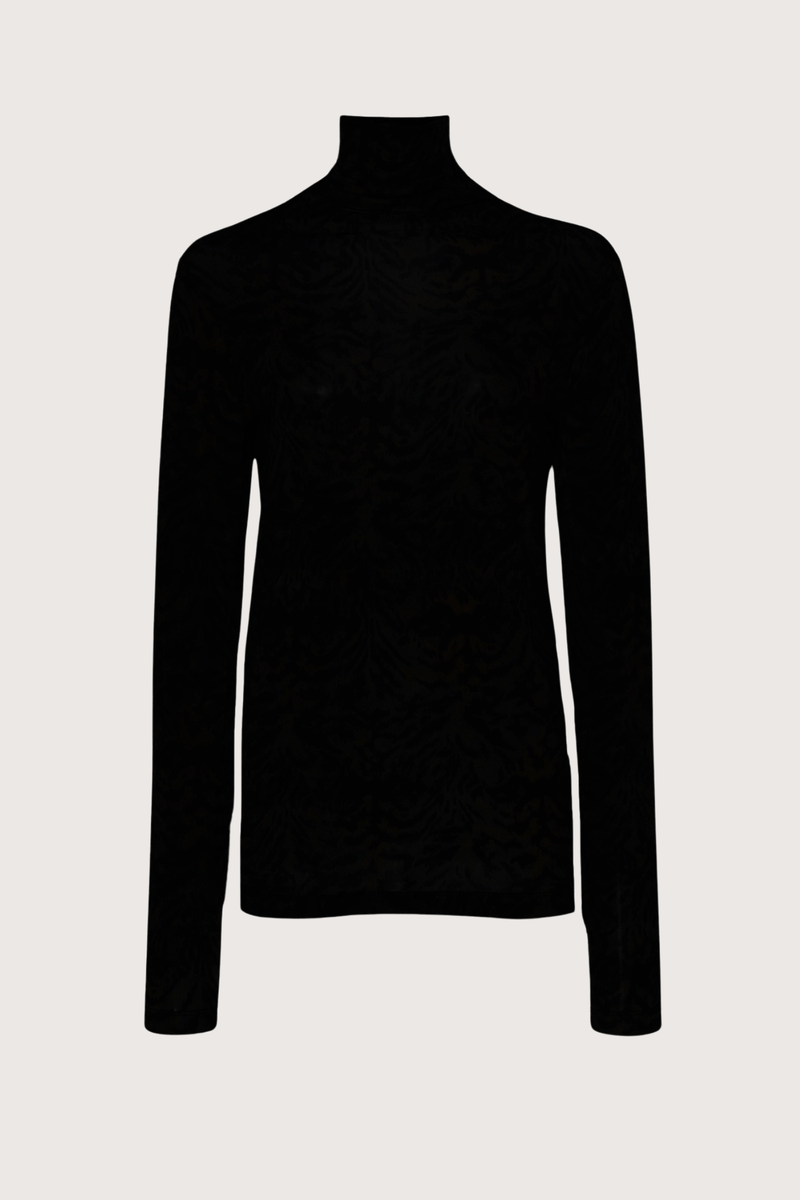flat lay Aurelia Long Sleeve Turtle Neck Black