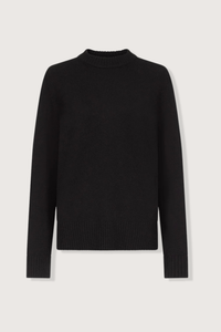 flat lay Baltra Crew Cashmere Black Ample fit
Drop shoulders
Ribbed neckline and hem
Composition : 100% CASHMERE