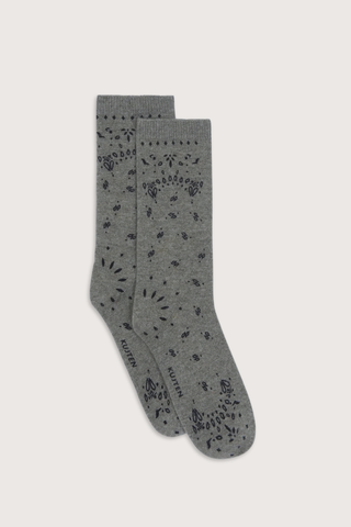 flat lay Bandana Cashmere Socks Khaki Chine Socks Sig Bandana
Straight cut
100% cashmere
2-threads printed jersey knitting