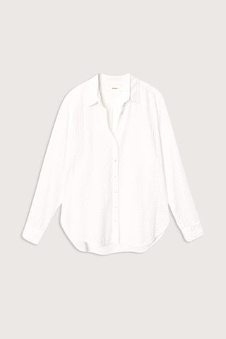 flat lay Beau Soleil Dot Embroidered Shirt white Eyelet cotton
Menswear-inspired shape
Soleil Dot Embroidery
100% Cotton