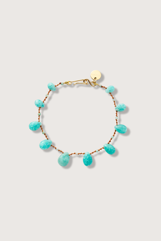 flat lay Beetle Amazonite Bracelet - Hook Clasp infinity 14K Gold-filled