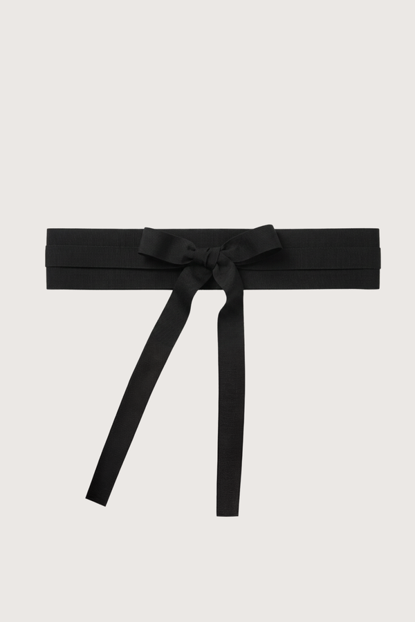 flat lay Belt black Adjustable
Self-tie belt
Cummerbund silhouette
100% Rayon