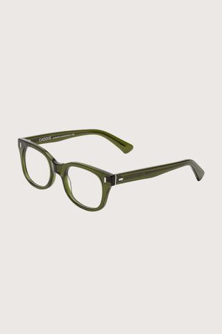 side profile Bixby Reader Heritage Green +1.50 green frame clear lens