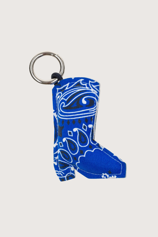 flat lay Boot Charm navy blue cotton bandana with snap hook