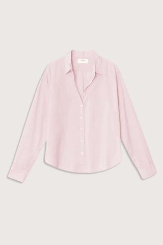 flat lay Bowie Shirt Pale Rose Button down
Three inches shorter than beau shirt
True to size
100% Cotton