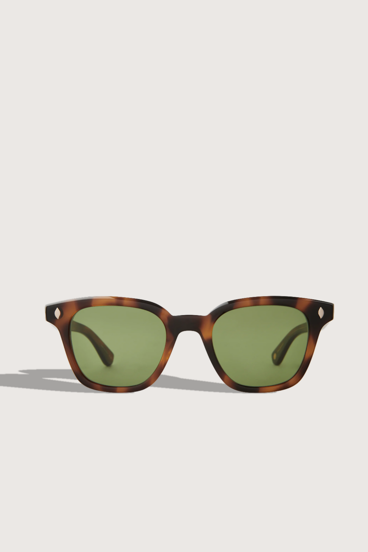 front profile Broadway Sun Glasses square shape tortoise frame with green lens