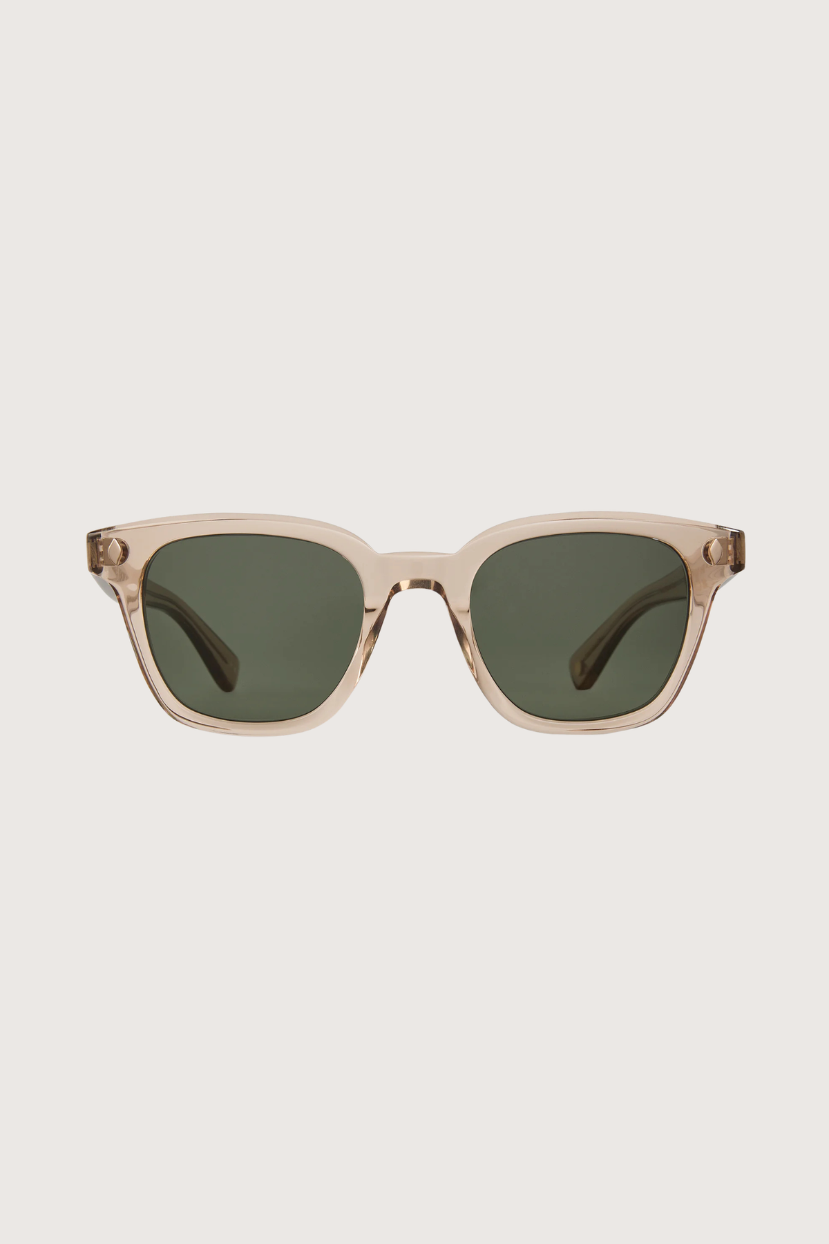 front profile Broadway Sunglasses square shape beige frame green tint lens
