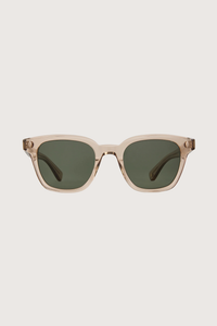 front profile Broadway Sunglasses square shape beige frame green tint lens