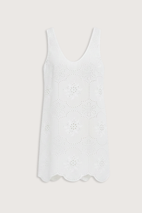 flat lay Broderie Tank Mini Dress white Delicate floral broderie
Scalloped hem
Embroidered cotton
Unlined
100% Cotton