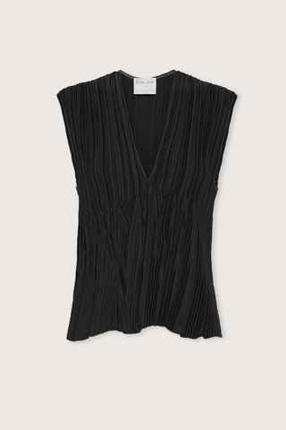 Sleeveless Top in Pleated Crêpe