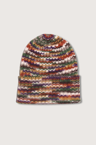flat lay Cashmere Beanie Sailor Space Brown Multi