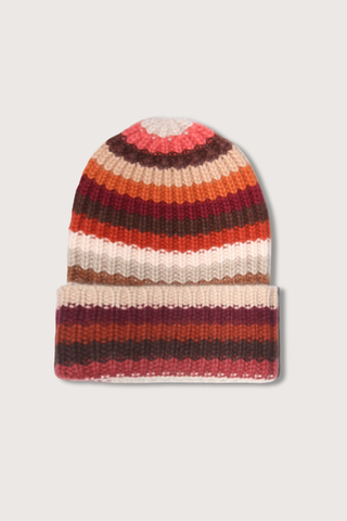 flat lay Cashmere Beanie Striped Multi Pumpkin 1