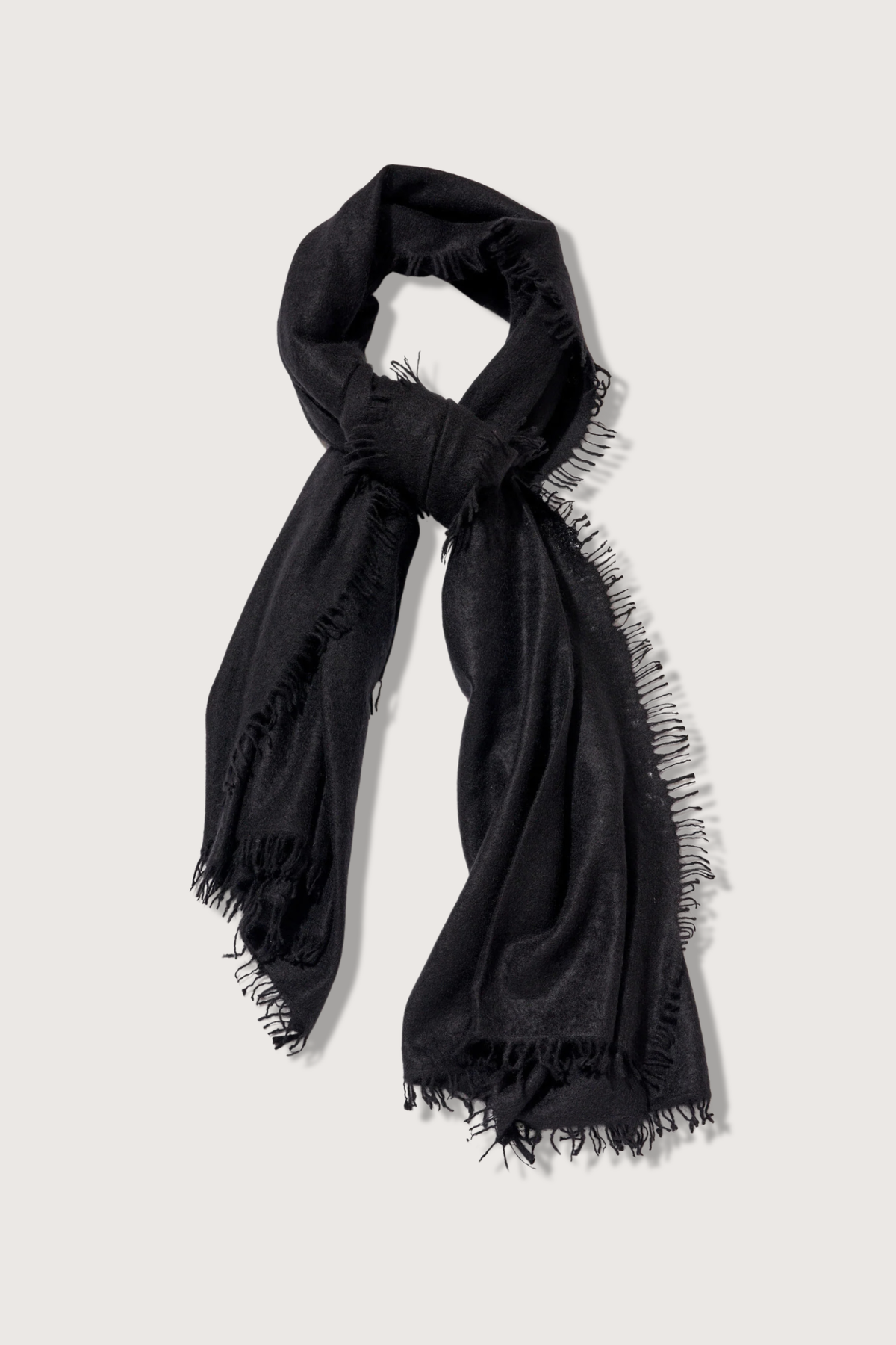 flat lay Cashmere Felted Stole Black Approximately 36"x80"