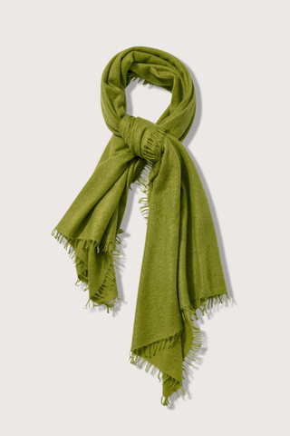 flat lay Cashmere Felted Stole Cedar Green 100% Cashmere
Handwoven
Natural Dyes
Super soft
Lightweight
Hand-fringed
Approximately 36"x80"