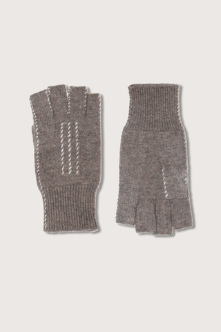 flat lay Cashmere Fingerless Stitch Glove Ash/Putty