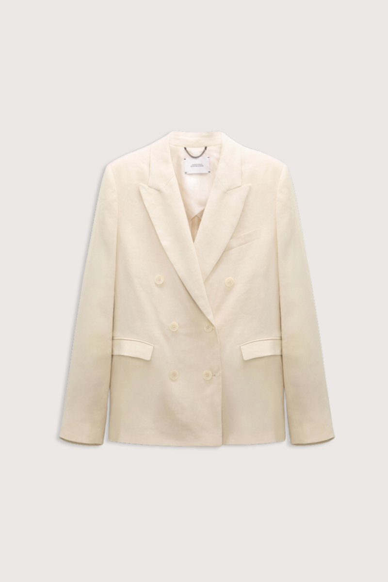 front flat lay Casual Double Breasted Long Jacket champagne white Straight cut
50 % Linen, 50 % Cotton
Peaked lapel
Flap pockets
Chest pocket
Slit cuffs
Partially lined