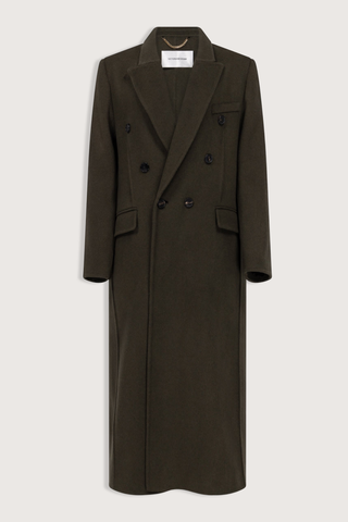 flat lay Catrina Coat marsh green Tailored coat
Longline half double breasted coat
Oversized shoulder
Back vent
Half lined
Flap pockets
75% Virgin Wool 20% Polyamide 5% Cashmere
