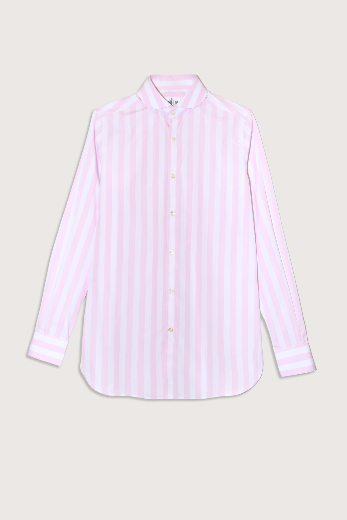 flat lay Chesmise De Garcon Shirt Straight cut - classic fit
Pink and white vertical stripe
Round collar&nbsp;
Square cuff
Medium weight
Mother of pearl
100% two-ply cotton poplin