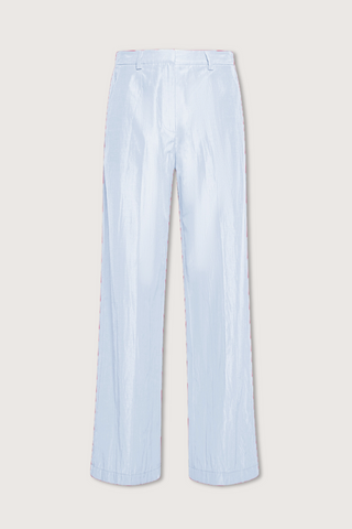 flat lay Chic Taffeta Chino Pant light blue with belt loop