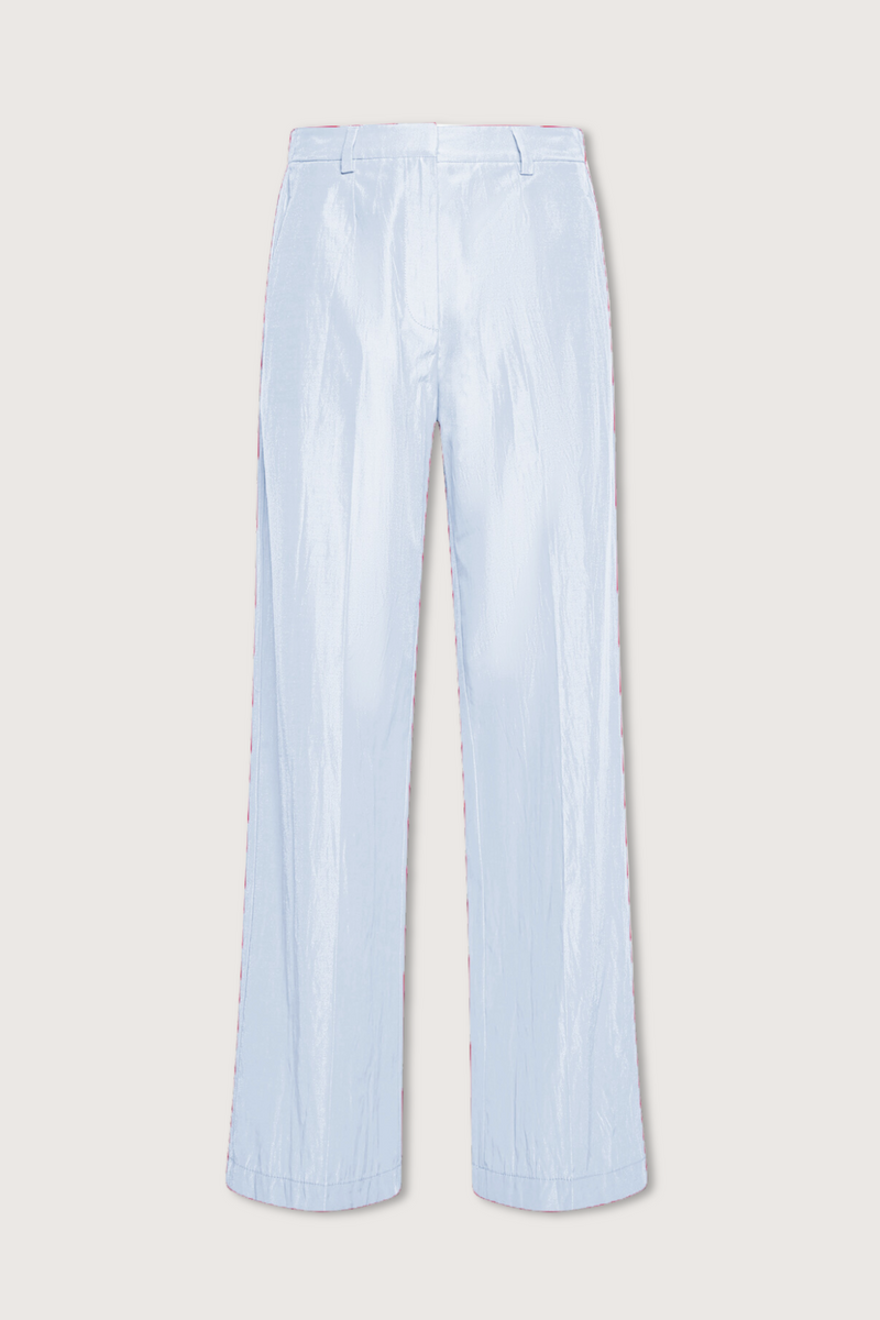 flat lay Chic Taffeta Chino Pant light blue with belt loop straight leg
