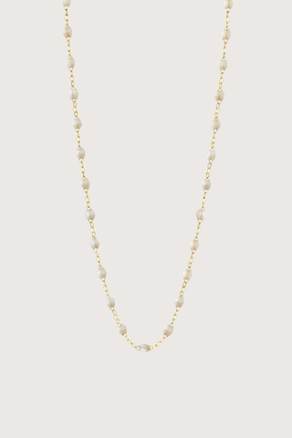flat lay Classic Gigi Necklace 16.5" 18K Yellow Gold Opal Opal resin jewels
varying 16.5" options and solid black jewels
16.5" chain with adjustable clasp at 16.1"