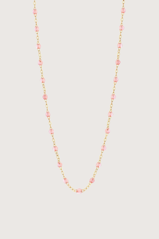 flat lay Classic Gigi Necklace 16.5" 18K Yellow Gold Rosee Rosee jewels
varying 16.5" options and solid black jewels
16.5" chain with adjustable clasp at 16.1"
