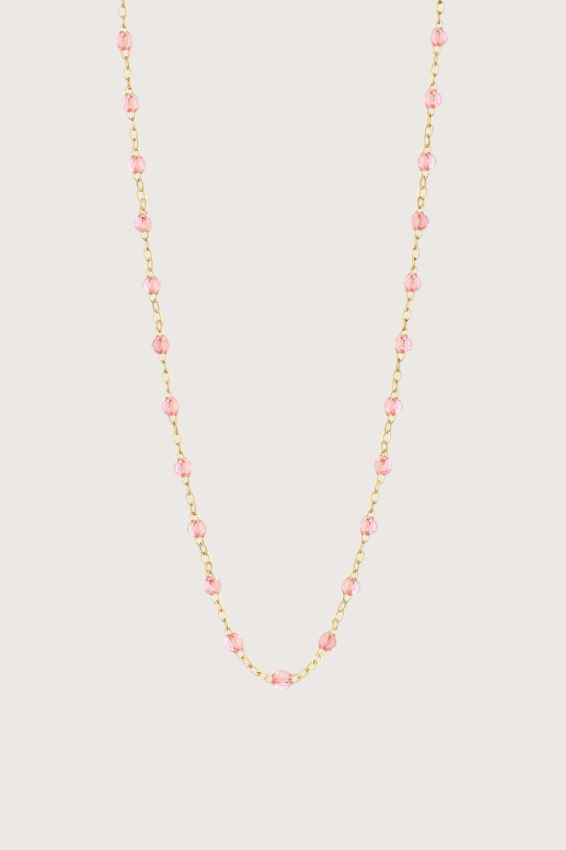 flat lay Classic Gigi Necklace 16.5" 18K Yellow Gold Rosee Rosee jewels
varying 16.5" options and solid black jewels
16.5" chain with adjustable clasp at 16.1"