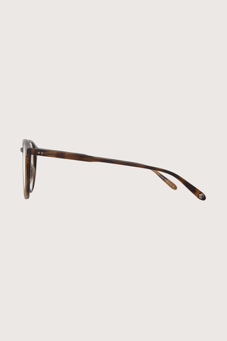 side profile Clune Sunglasses round brown tortoiseshell frame green tint lens